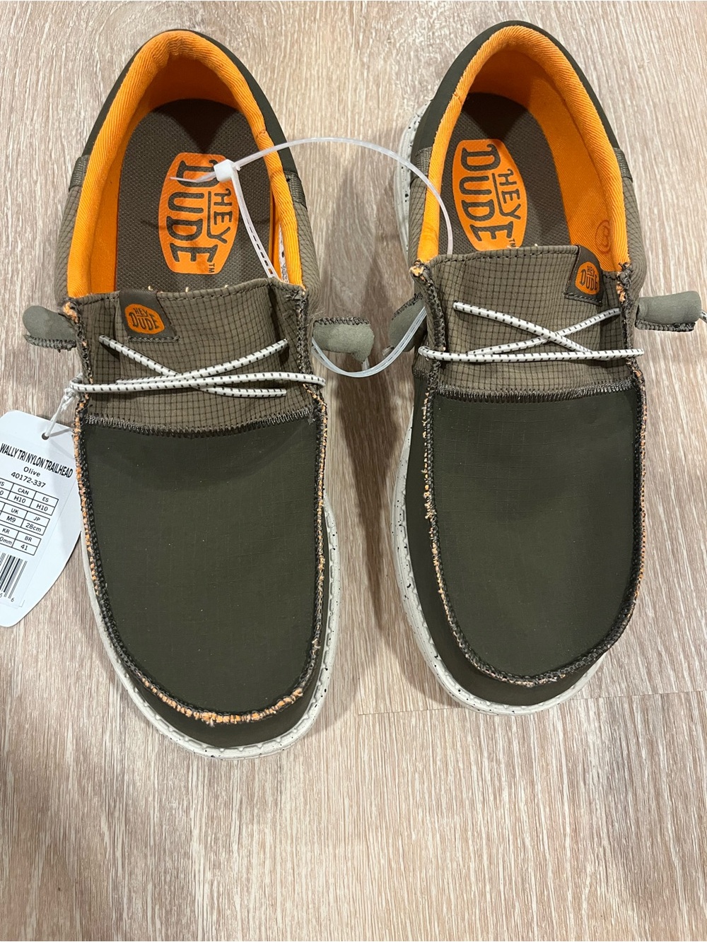Hey Dude Olive Green Slip-On Loafers with Orange Lining